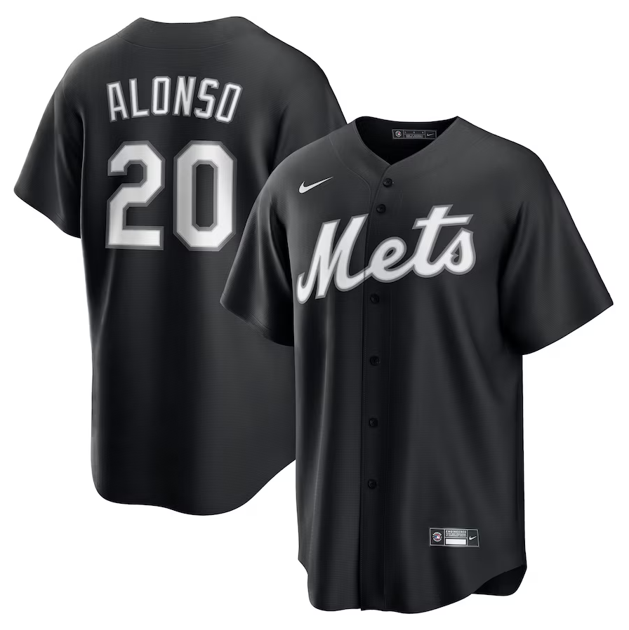 Men's New York Mets Pete Alonso Black Lights Out Player Jersey