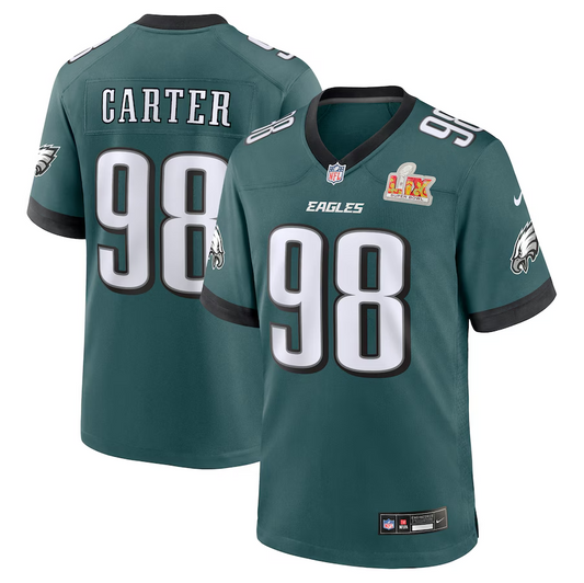 Men's Philadelphia Eagles Jalen Carter Green Super Bowl LIX Player Jersey
