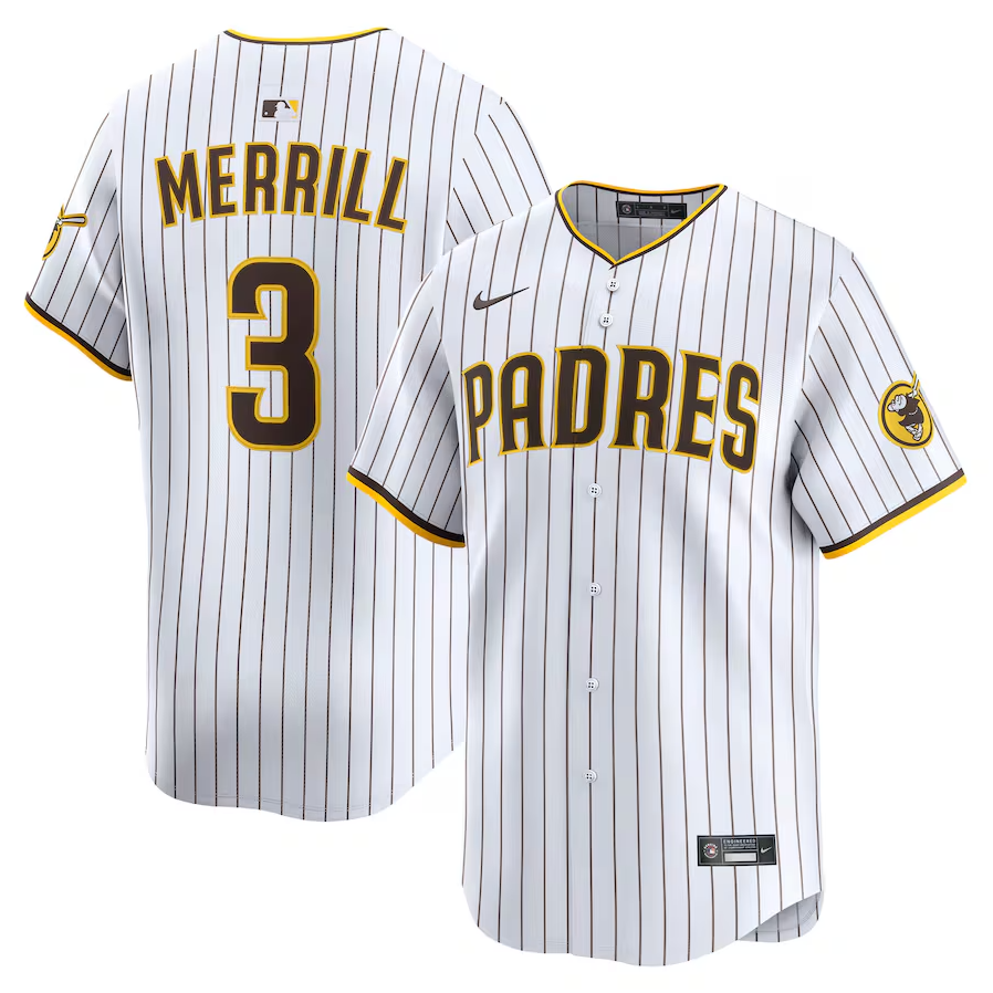 Men's San Diego Padres Jackson Merrill White Home Limited Player Jersey