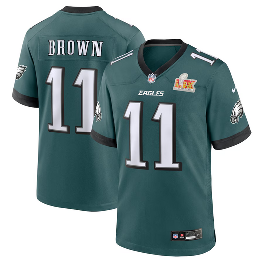 Men's Philadelphia Eagles A.J. Brown Green Super Bowl LIX Player Jersey