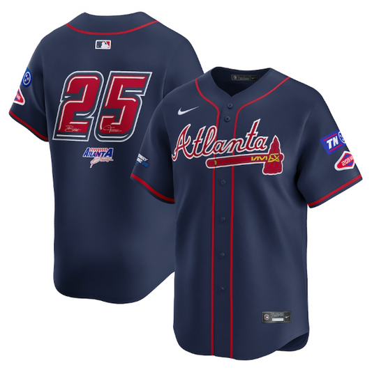 Men's Atlanta Braves #25 Navy 2025 MLB Speedway Classic Alternate Limited Jersey