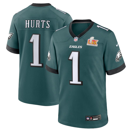 Men's Philadelphia Eagles Jalen Hurts Green Super Bowl LIX Player Jersey