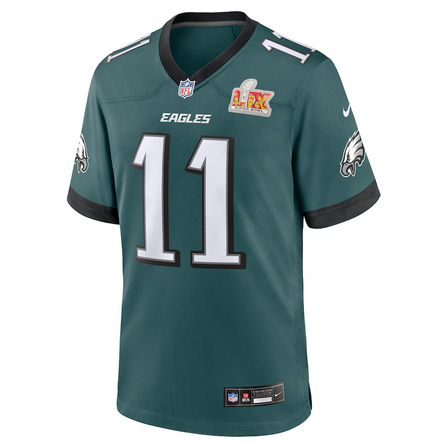 Men's Philadelphia Eagles A.J. Brown Green Super Bowl LIX Player Jersey