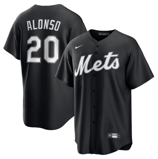 Men's New York Mets Pete Alonso Black Lights Out Player Jersey