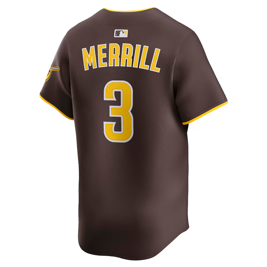 Men's San Diego Padres Jackson Merrill Brown Road Limited Player Jersey